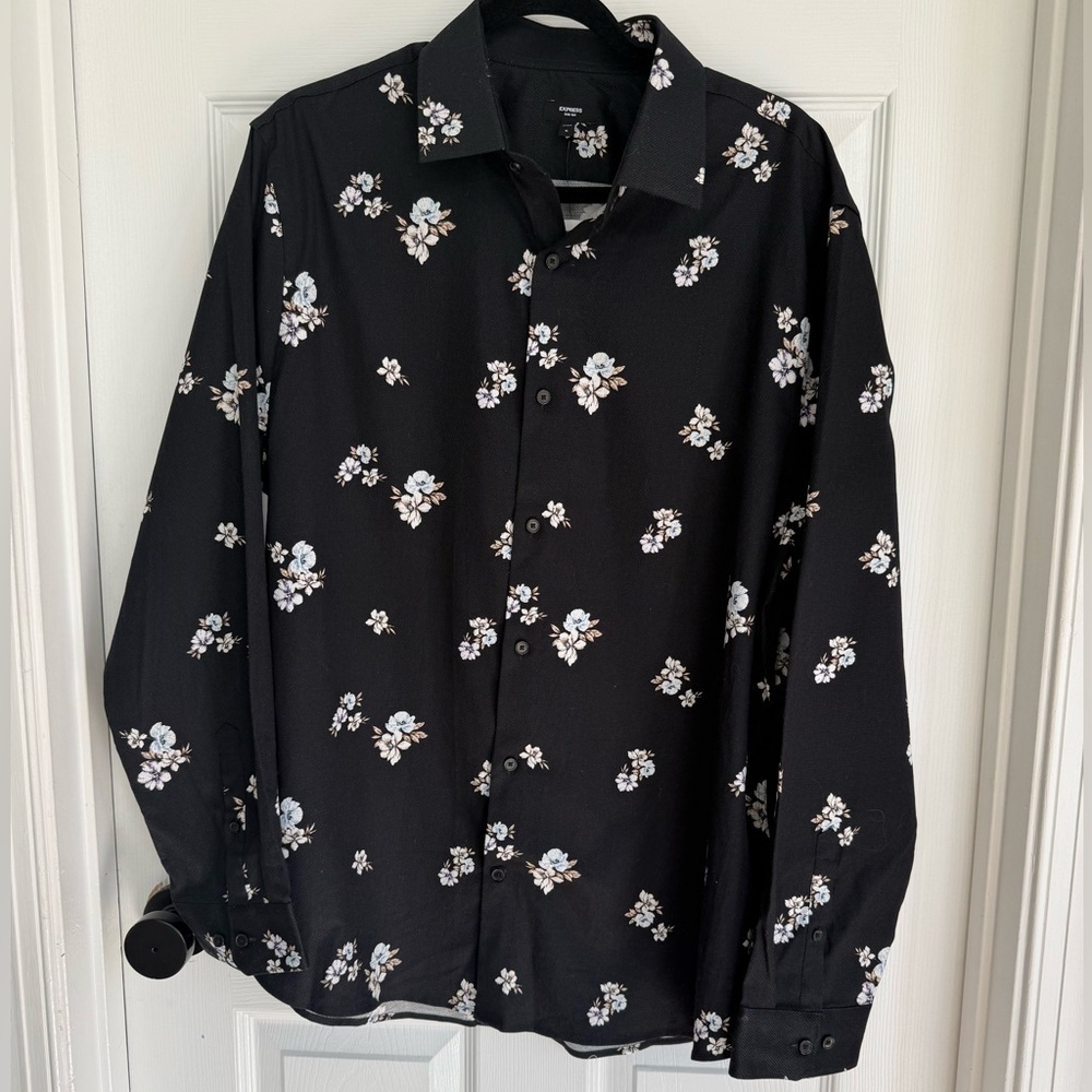 Express Black Floral Shirt